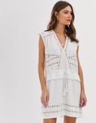 Religion Studded Mini Shift Dress-white