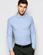 Asos Skinny Shirt With Long Sleeves In Blue - Blue