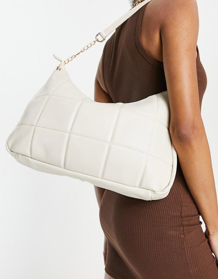 Truffle Collection Quilted Shoulder Bag In Beige-neutral