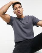 River Island Waffle Lounge T-shirt In Gray-grey
