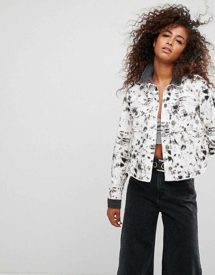 Asos Denim Reconstructed Double Collar Jacket - Black