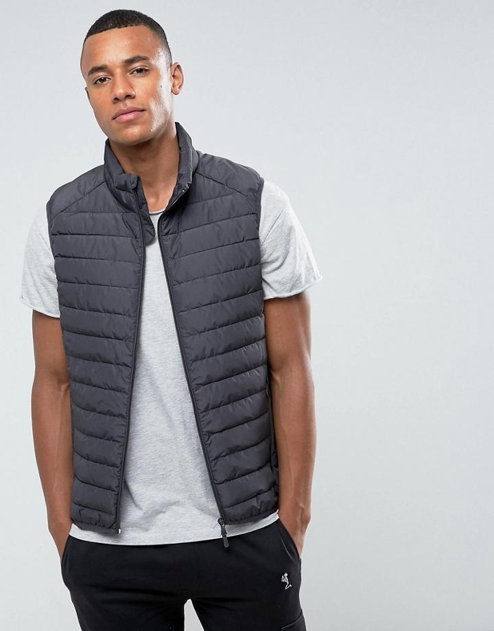 Celio Padded Vest In Dark Gray - Gray