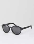 Raen Flowers Round Sunglasses In Matte Black - Black