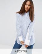 Asos Tall Oversized Stripe Shirt With Contrast Batwing Sleeve - Multi