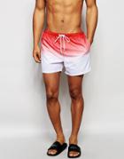 Brave Soul Ombre Wash Swim Shorts In Red - Red