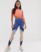 Asos 4505 Training Legging In Color Block With Mesh Inserts - Navy