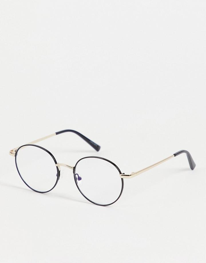 Quay Round Blue Light Glasses In Black