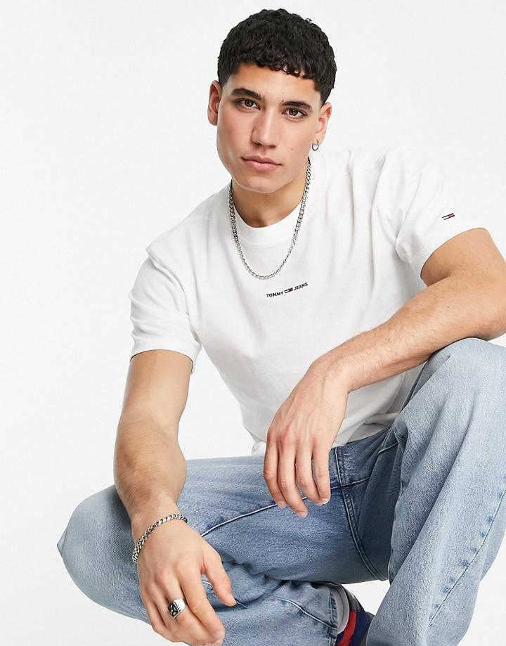 Tommy Jeans Tiny Linear Logo T-shirt Classic Fit In White