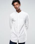 Kiomi Longline Shirt With Grandad Collar In Regular Fit - White