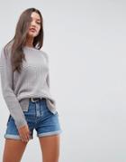 Asos Ultimate Chunky Sweater With Crew Neck - Gray