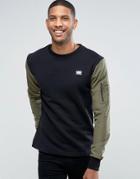 Divine Camberwell Bomber Jacket Sleeve Sweater - Black