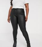 Vero Moda Curve Coated Skinny Jeans In Black