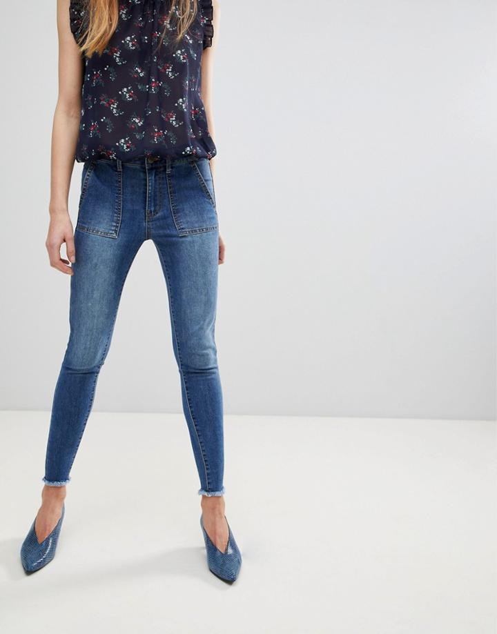 First & I Frayed Hem Skinny Jeans - Blue