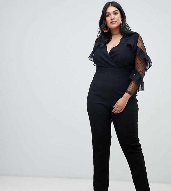 Lovedrobe Ruffle Sleeve Jumpsuit - Black
