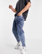 New Look Tapered Jeans In Acid Wash Blue-blues