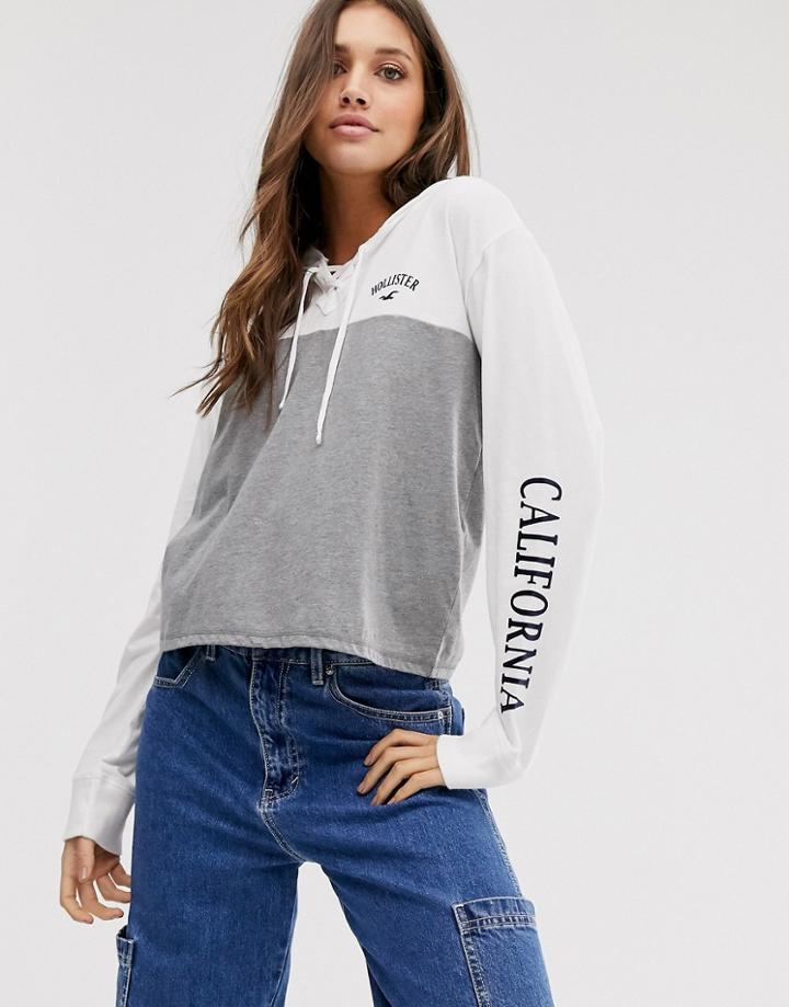 Hollister Long Sleeve T-shirt With Hood-gray