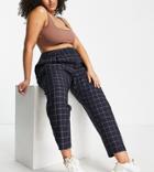 Asos Design Curve Smart Tapered Pants In Navy Check