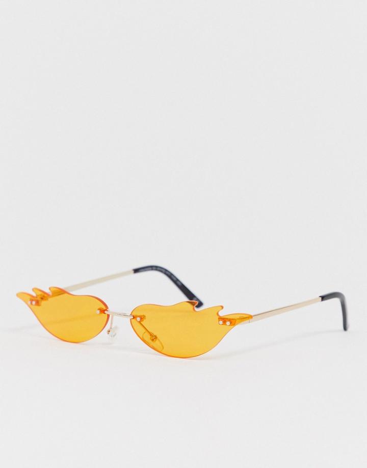 Asos Design Flame Fashion Glasses In Orange Lens
