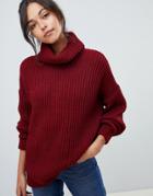 Asos Design Oversized Roll Neck Sweater - Red