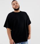 Asos Design Plus Organic Oversized Fit T-shirt With Crew Neck In Black - Black