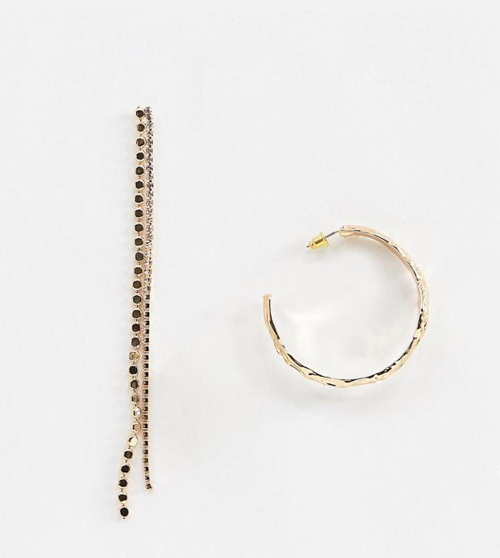 Mango Hoop And Chain Earring In Gold