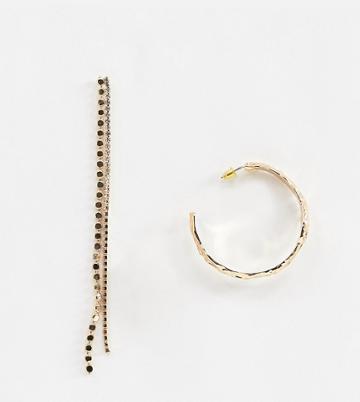 Mango Hoop And Chain Earring In Gold