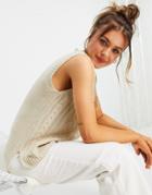 Qed London Cable Knit Tank In Cream-white