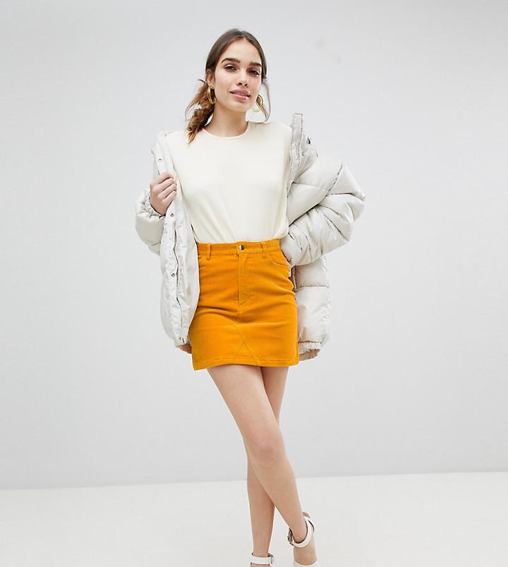 Monki Cord Mini Skirt In Mustard-yellow