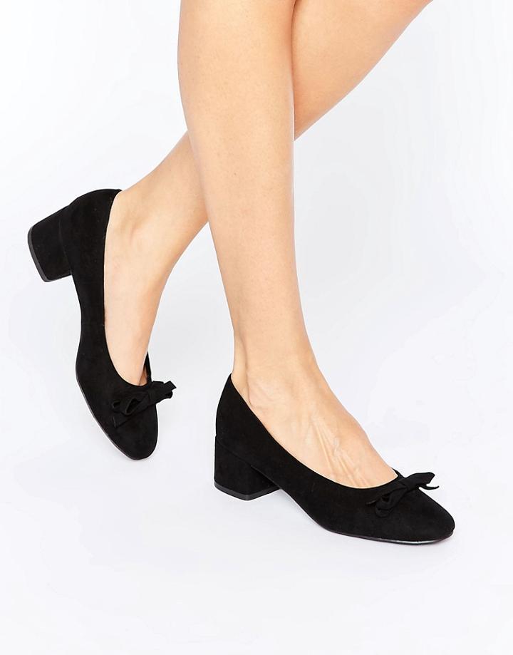New Look Bow Heeled Ballet Pump - Black