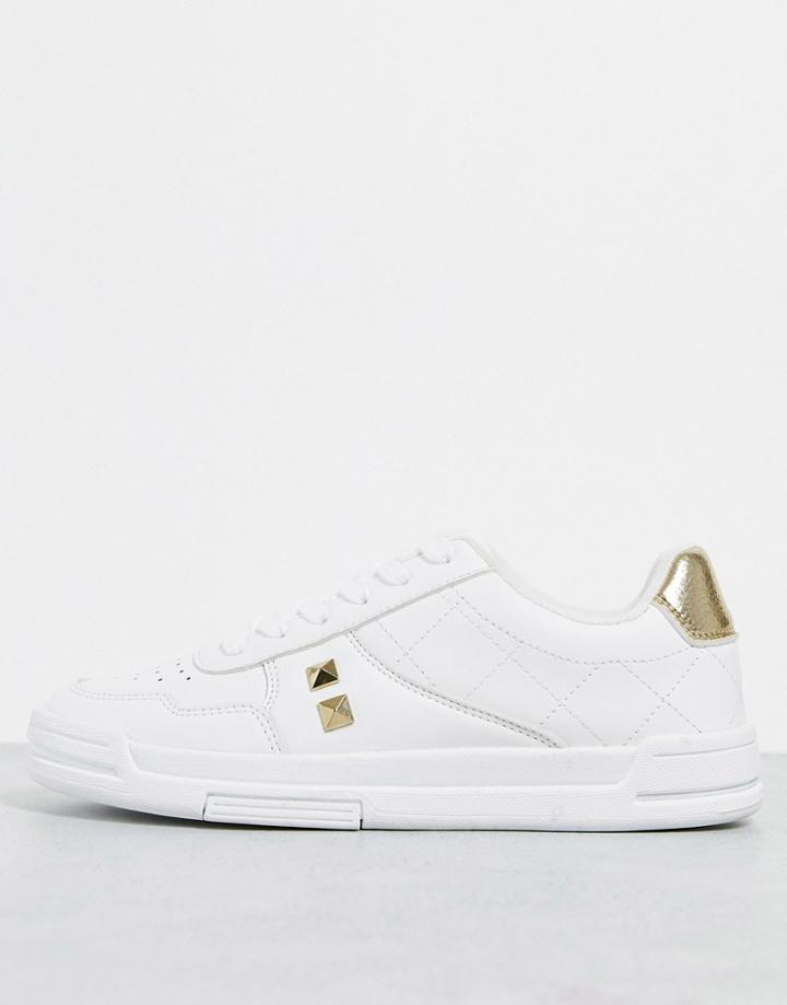 Asos Design Debut Studded Skater Sneakers In White