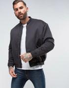 Asos Padded Bomber Jacket In Black - Black