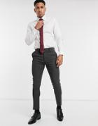Asos Design Wedding Super Skinny Wool Mix Suit Pants In Charcoal Herringbone-gray