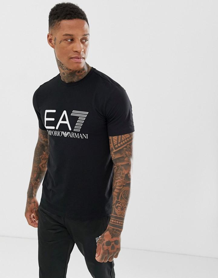Ea7 Large Logo T-shirt In Black - Black