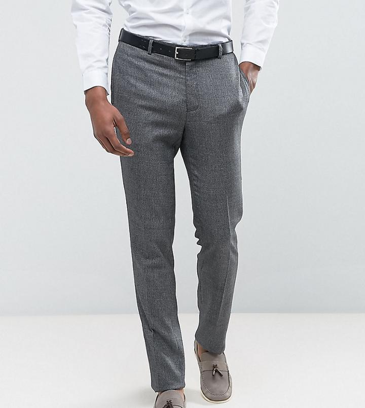 Asos Tall Wedding Skinny Suit Pants In Slate Gray Woven Texture - Gray
