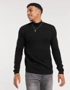 Asos Design Lambswool Turtleneck Sweater In Black