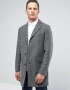 Jack & Jones Premium Overcoat In Herringbone Fleck - Gray