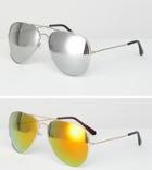 7x 2 Pack Aviator Sunglasses - Gold