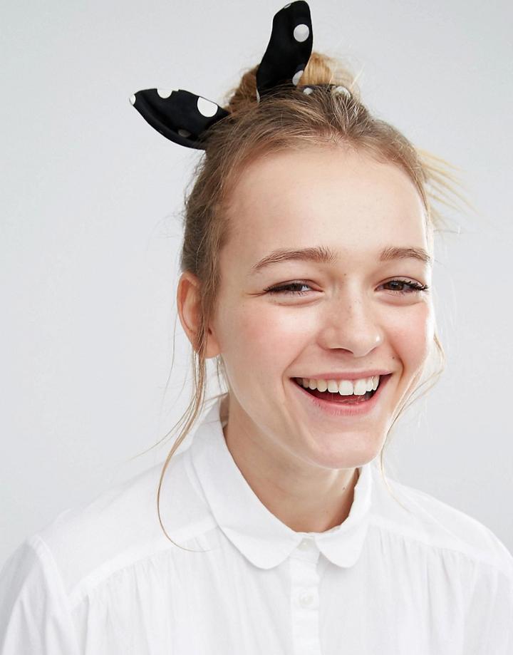 Monki Polka Dot Hair Scrunchie - Black