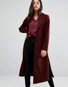 New Look Side Split Maxi Coat - Red