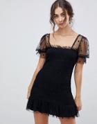 Stevie May Rover Spot Mesh Mini Dress - Black