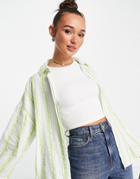Na-kd X Susanna Wurz Crinkle Shirt In Green Stripe