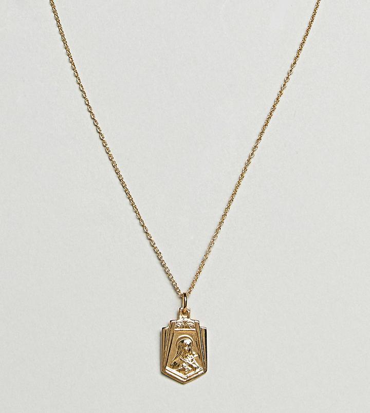 Asos Gold Plated Sterling Silver Vintage Style Icon Pendant Necklace - Gold