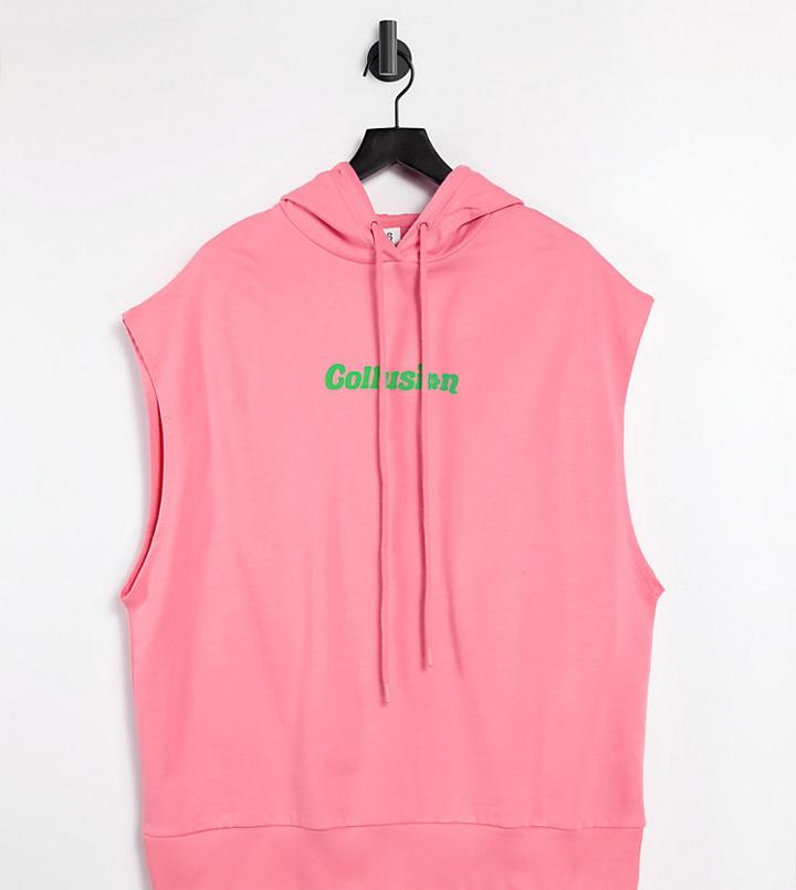 Collusion Sleeveless Hoodie In Hot Pink