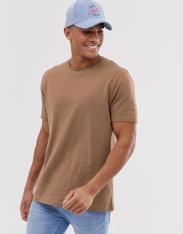 Asos Design Relaxed T-shirt With Crew Neck In Brown - Brown
