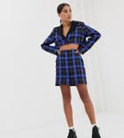 Reclaimed Vintage Inspired Mini Skirt Two-piece In Bold Check-blue