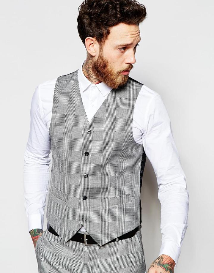 Feraud Large Prince Of Wales Check Vest - Black