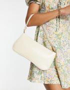 Glamorous Shoulder Bag In Cream Croc-white