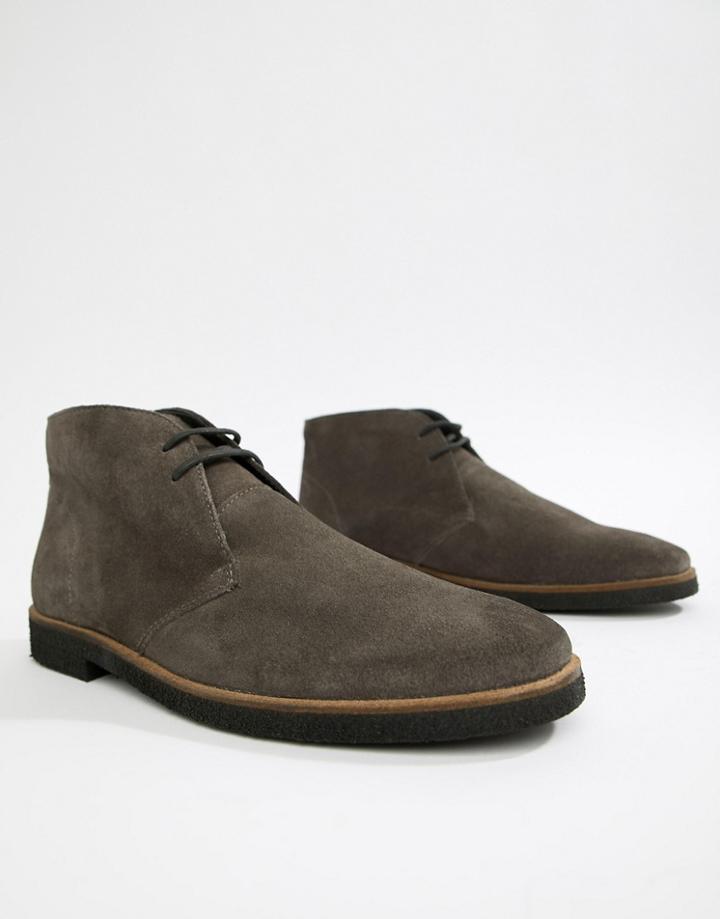 Walk London Hornchurch Chukka Boots In Gray Suede - Gray