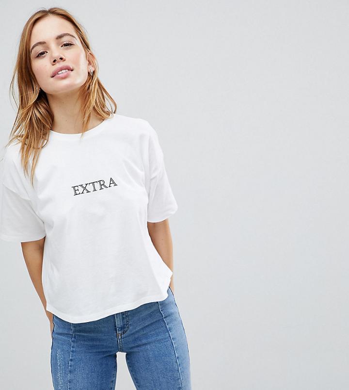 Asos Petite T-shirt With Extra Print - White