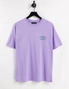 Asos Design Oversized T-shirt With Palm Tree Pocket Print In Lilac-purple